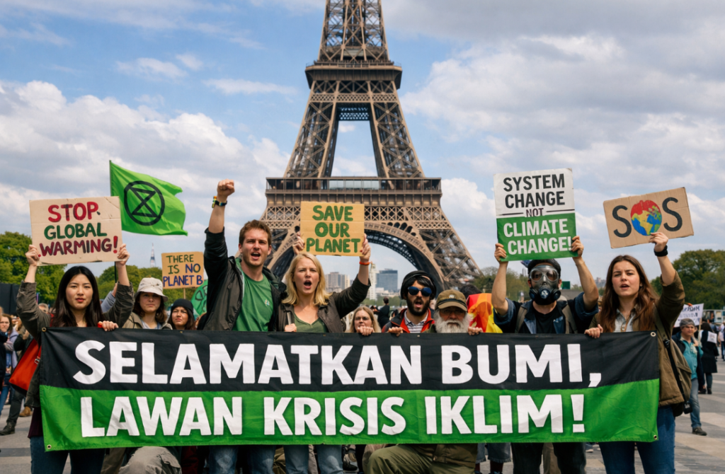 Protes Aktivis Lingkungan di Menara Eiffel