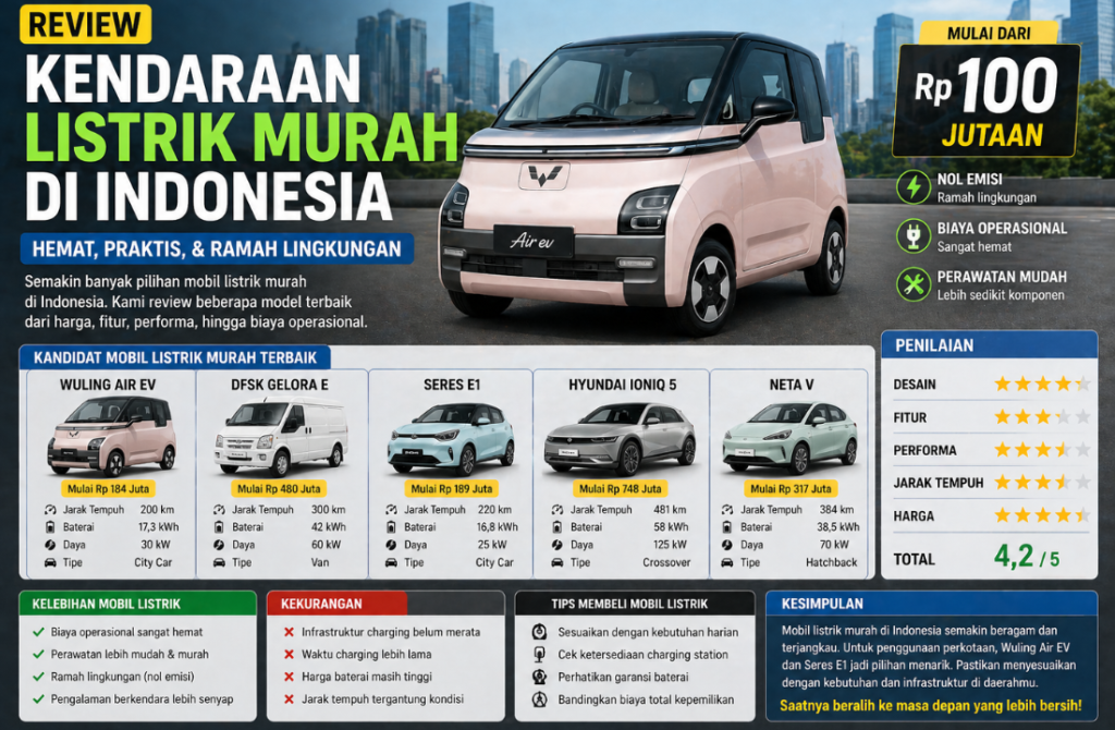 Review Kendaraan Listrik Murah di Indonesia