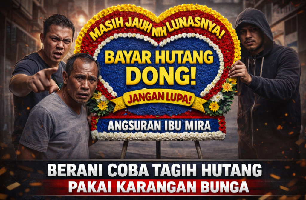Berani Coba Tagih Hutang Pakai Karangan Bunga