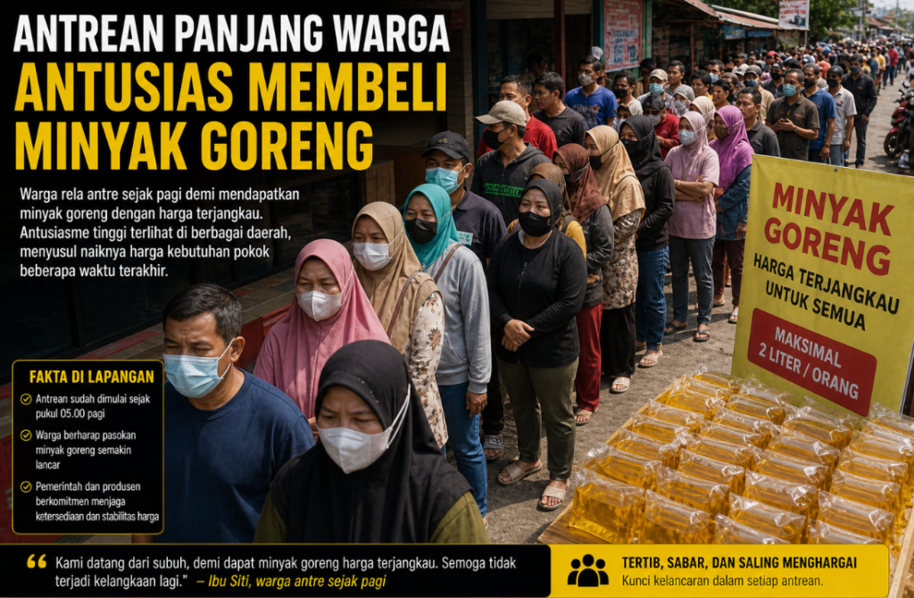 Antrean Panjang Warga Antusias Membeli Minyak Goreng